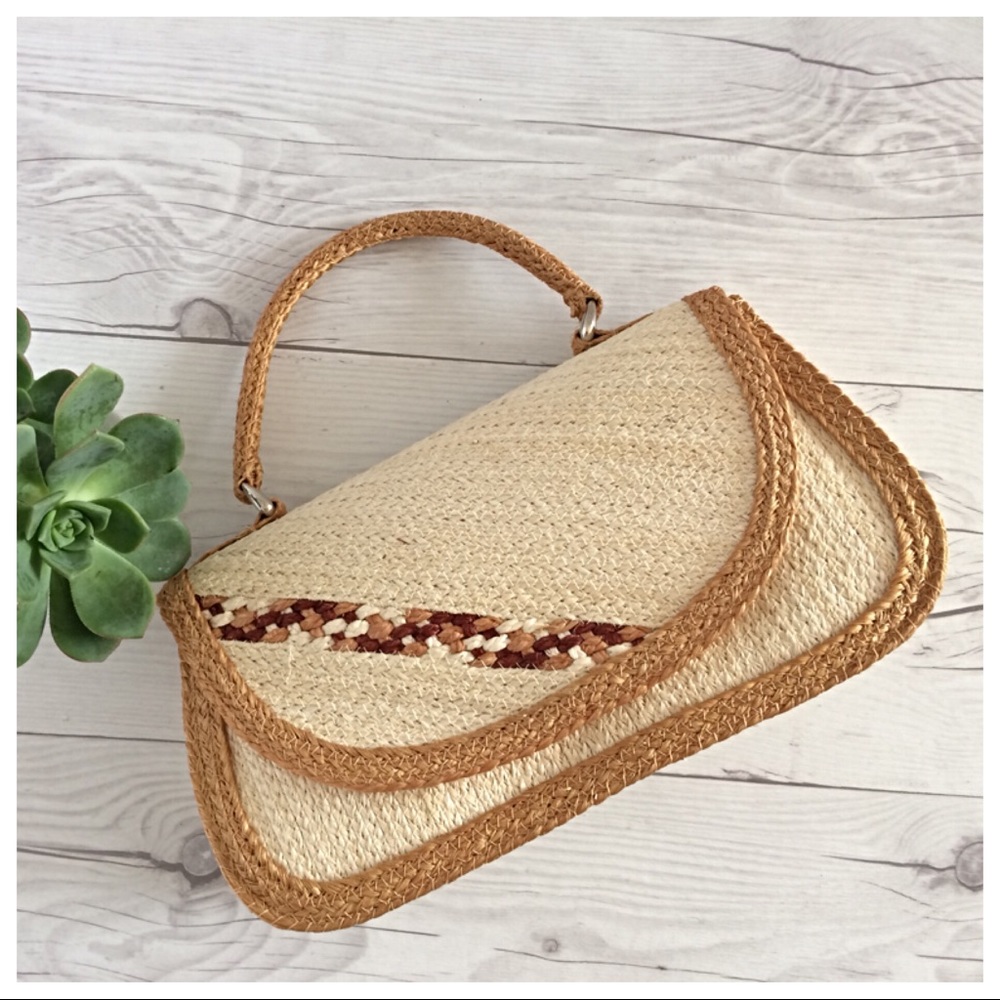 NWT Handwoven Ivory Straw Handbag Purse - Picture 4 of 8